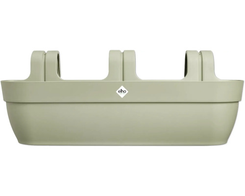 Balkonbak van kunststof met geïntegreerde houder voor reling en elho Logo.