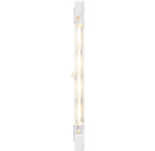 Lineaire halogeenlamp of led-staaf met R7s-fitting, brandend, helder glas.