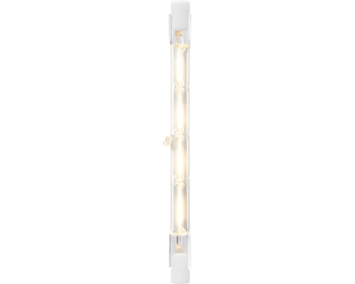 Halogeenlamp in staafvorm met R7s fitting van helder glas.