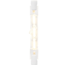 Halogeenstaaf R7s van transparant glas, ingeschakeld.