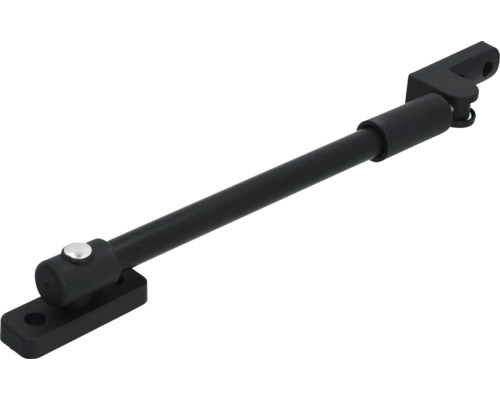 Telescopische raamuitzetter van zwart metaal.