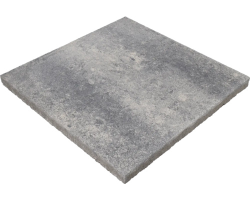 Vierkante betonnen terrastegel met een grijs gestructureerd oppervlak.