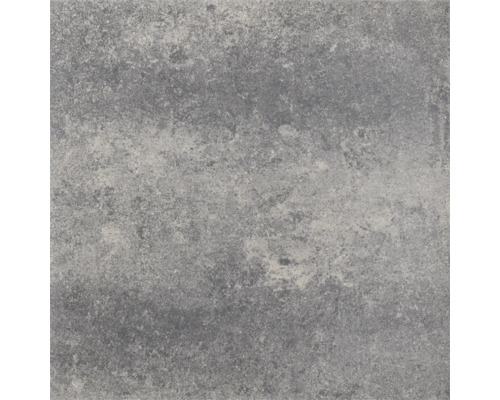 Vierkante tegel in grijze betonlook met een gestructureerd oppervlak.
