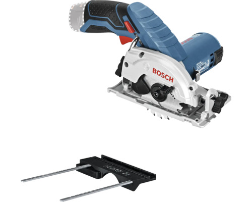 Bosch accu-cirkelzaag met parallelgeleider voor nauwkeurig zagen in hout.