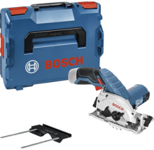 Bosch accu-cirkelzaag met parallelgeleider en transportkoffer.