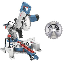 Bosch afkortzaag en verstekzaag met extra cirkelzaagblad voor hout.