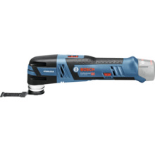 Bosch Professional accu-multitool GOP 12 Volt-28 in blauw en zwart met Starlock-aansluiting en gemonteerd zaagblad.