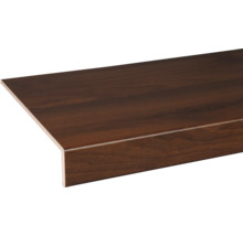 Donkerbruine plank in houtlook met L-profiel aan de voorzijde.