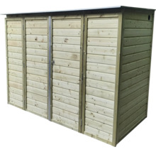 Houten afvalcontainerkast voor vier containers met plat dak en deuren