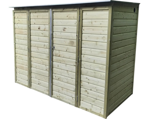 Houten afvalcontainerkast voor vier containers met plat dak en deuren