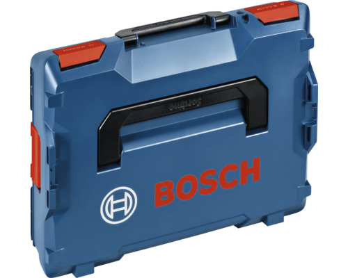 Bosch L-BOXX gereedschapskoffer van kunststof met handgreep en kliksluitingen.