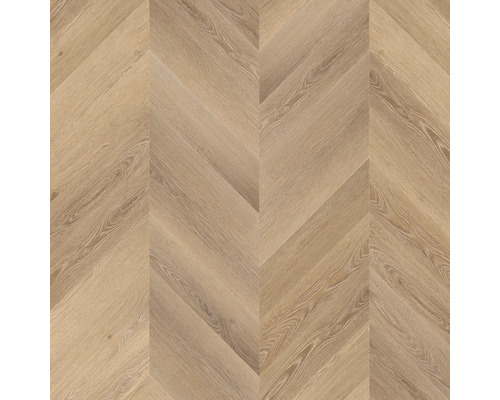 Vloerbekleding met chevronpatroon en houtstructuur.