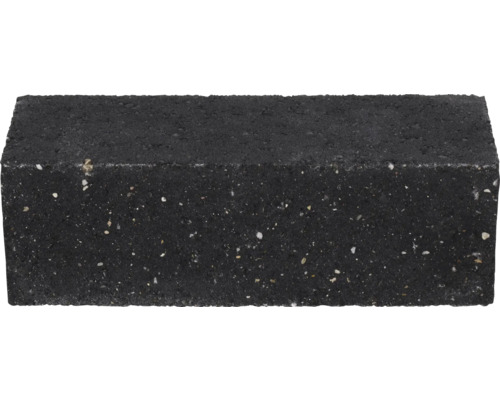 Antracietkleurige, rechthoekige betonnen klinker met fijne structuur.