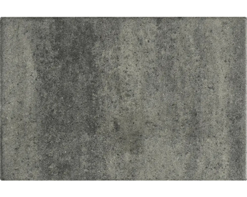 Rechthoekige terrastegel van beton in gemêleerd grijs met een gestructureerd oppervlak.