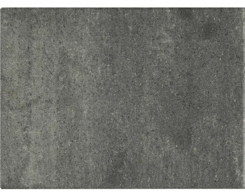 Rechthoekige terrastegel van steen of beton met een gestructureerd, donkergrijs en korrelig oppervlak.
