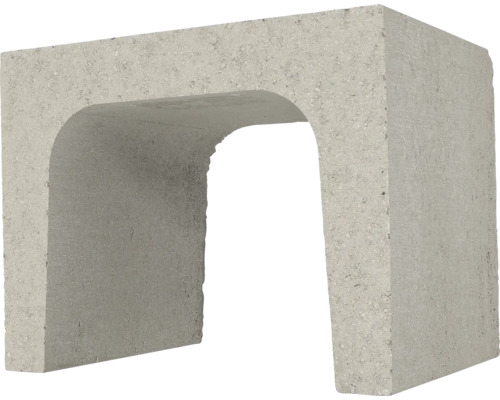 Grijze betonnen U-steen voor tuinarchitectuur en muurbouw.