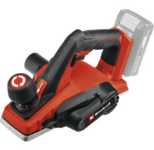 Rode Einhell accu schaafmachine met zwarte handgreep en instelwiel voor de schaafdiepte.