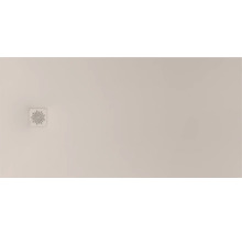 Rechthoekige douchebak met geïntegreerd vierkant afvoerdeksel en stervormig gatenpatroon.