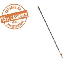 Telescoopsteel met symbool voor 15 procent cashback op het aankoopbedrag.