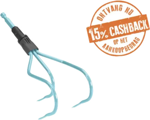 Tuincultivator-opzetstuk voor boormachines met 15 procent cashback op het aankoopbedrag.
