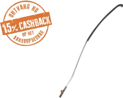 Gebogen spuitlans met 15 procent cashback op het aankoopbedrag.