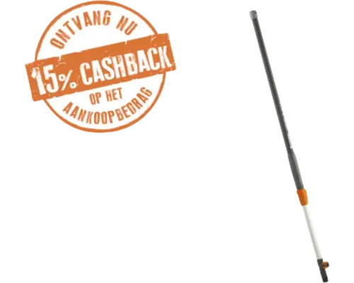 Telescoopsteel voor tuingereedschap met 15 procent cashback op het aankoopbedrag.