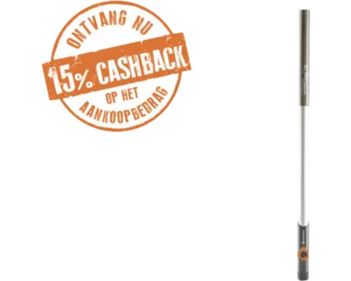 Gardena steel met 15 procent cashback actie op het aankoopbedrag.