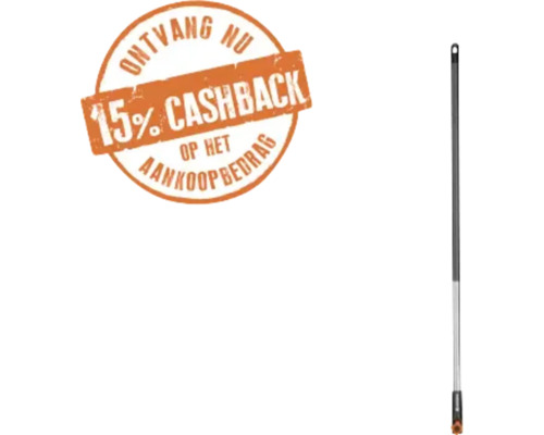 Zegel voor 15 procent cashback op het aankoopbedrag en een lange steel.