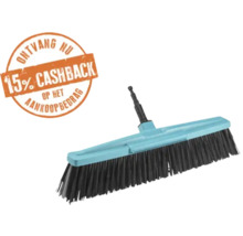 Bezemkop met zwarte haren en een zegel voor 15 procent cashback op het aankoopbedrag.