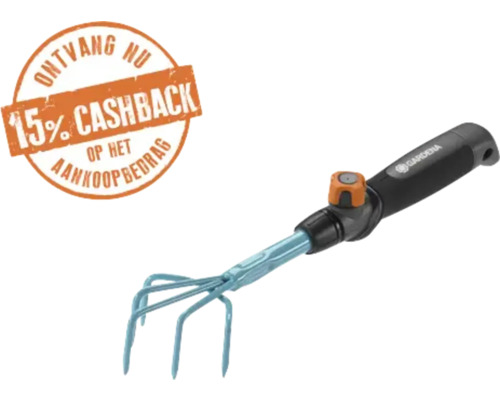 Gardena handhark voor bodembewerking en beluchting. 15 procent cashback op het aankoopbedrag.