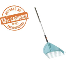 Bladhark met lange steel en brede kop en een zegel voor 15 procent cashback.