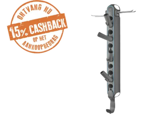 Grijze verticale gereedschapshouder voor aan de muur met 15 procent cashback op het aankoopbedrag.
