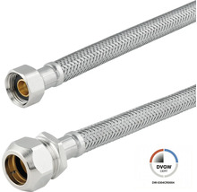 Flexibele aansluitslang van roestvrij staal met DVGW certificering.