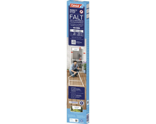 tesa Insect Stop FALT aluminium frame telescopisch Premium voor deuren, verstelbaar van 80 bij 170 tot 100 bij 220 centimeter.