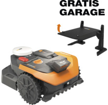 Worx Landroid Vision robotmaaier in oranje en zwart inclusief gratis garage.