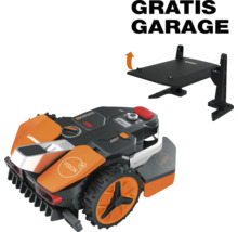 Worx Landroid Vision robotmaaier in oranje en zwart met gratis garage.
