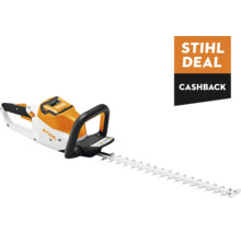 STIHL accu-heggenschaar met STIHL Deal Cashback vermelding.
