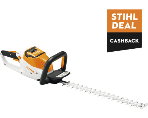 STIHL Accu heggenschaar HSA50 36 V excl accu en lader **cashback** STIHL accu-heggenschaar met STIHL Deal Cashback vermelding.