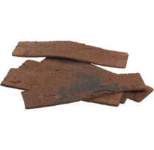 Bruine steenstrips met ruwe, zanderige structuur voor wandbekleding in baksteenlook.