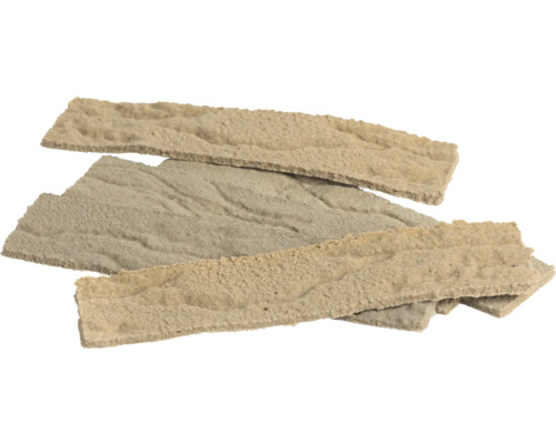 Steenstrips met natuursteenlook en gestructureerd oppervlak voor decoratieve wandbekleding.