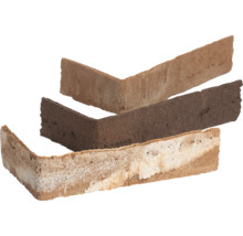 Drie L-vormige hoekstrips met gestructureerd oppervlak in verschillende kleurtinten.