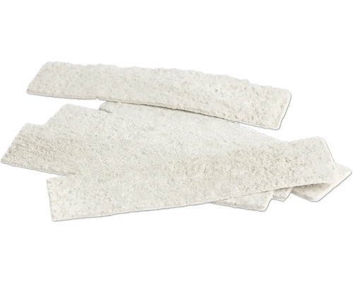 Witte steenstrips met een gestructureerd oppervlak in steenlook.