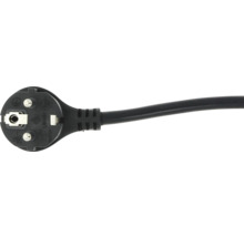 Randaardestekker met zwarte kabel voor elektrische aansluitingen.