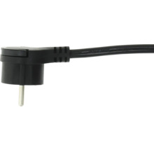 Zwarte haakse stekker met kabel.
