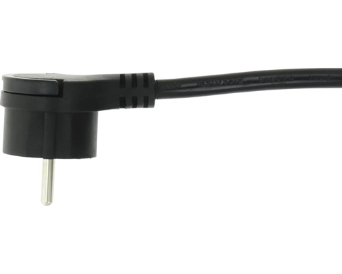 Zwarte haakse stekker met kabel.