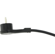 Platte randaardestekker met geïntegreerde kabel voor ruimtebesparende montage.