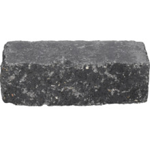 Rechthoekige muursteen van beton in antraciet met een rustiek, gebroken oppervlak.