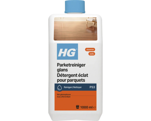 HG Parketreiniger glans, 1000 Milliliter, voor het reinigen en herstellen van de glans van parketvloeren.