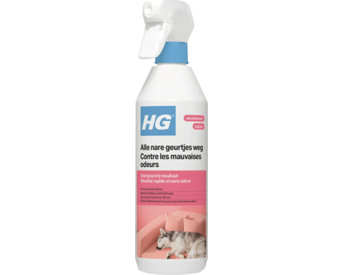 HG Alle nare geurtjes weg sprayfles van 500 milliliter voor gebruik in de woonkamer.