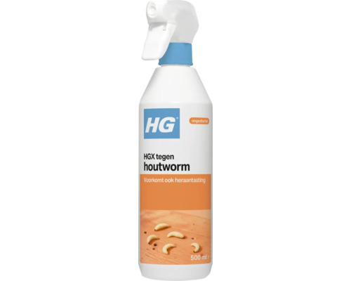 HGX tegen houtworm in een sprayflacon van 500 milliliter ter bestrijding van ongedierte en ter voorkoming van heraantasting.